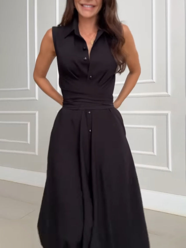 Romaine - Elegant Midi Dress with Belly Coverage
