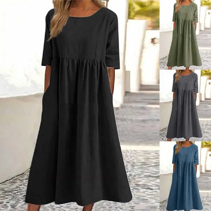 Sophie - Linen and Cotton Midi Dress