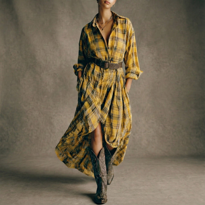 Abril - Plaid shirt dress with belt