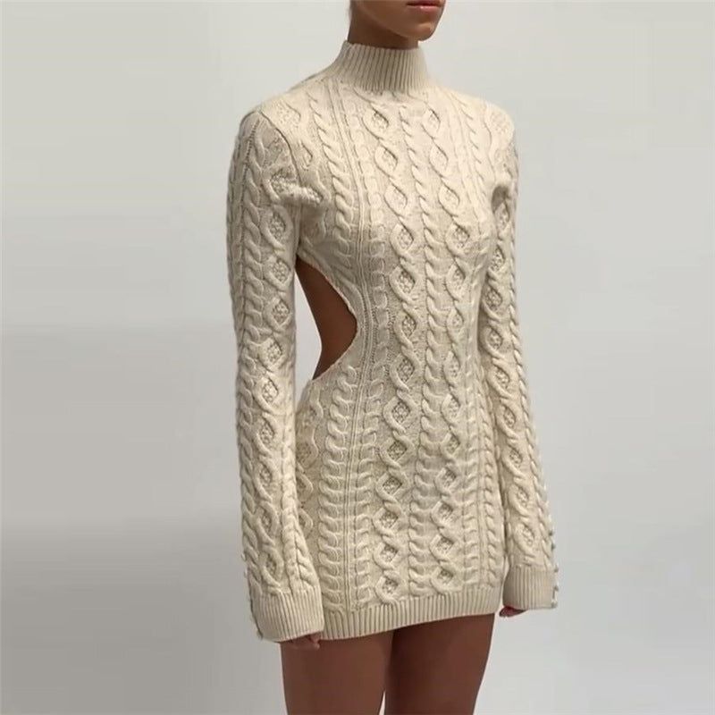 Faelan™ | Knitted mini dress with cut-out at the back