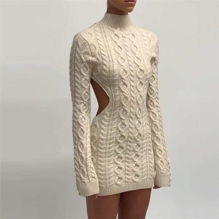 Faelan™ | Knitted mini dress with cut-out at the back