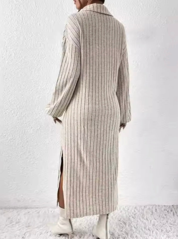 Jaze - Shirt Collar Sheath Maxi Dress