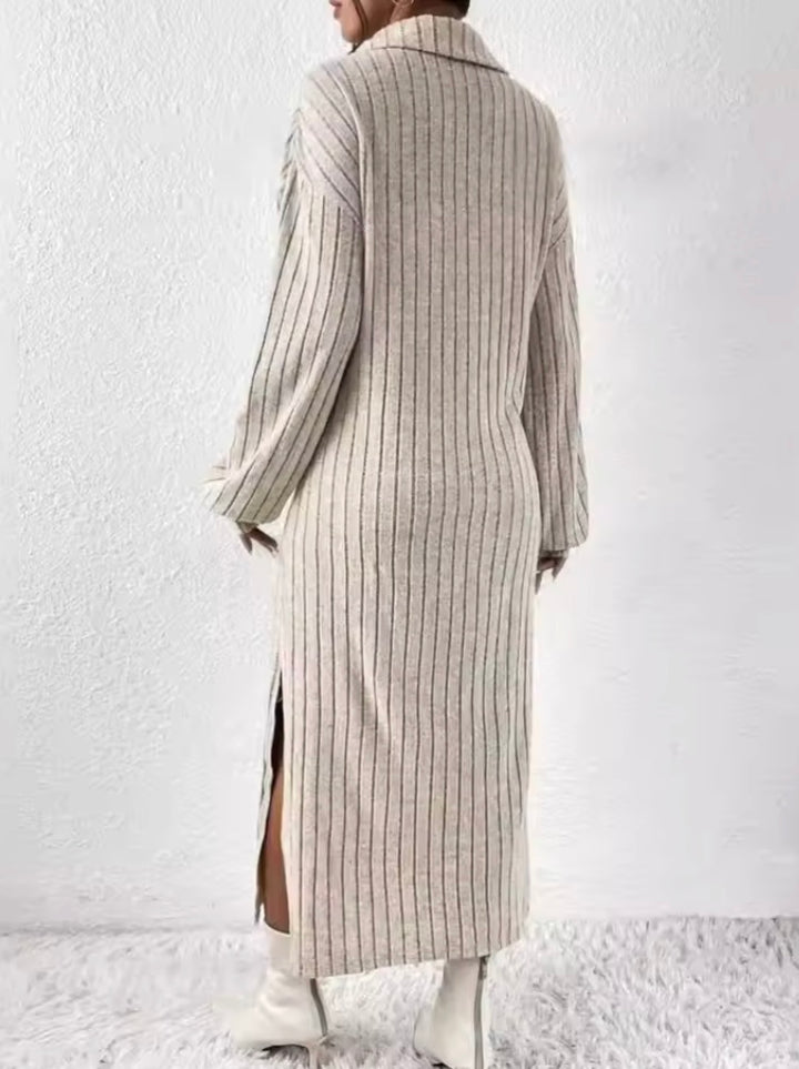 Jaze - Shirt Collar Sheath Maxi Dress