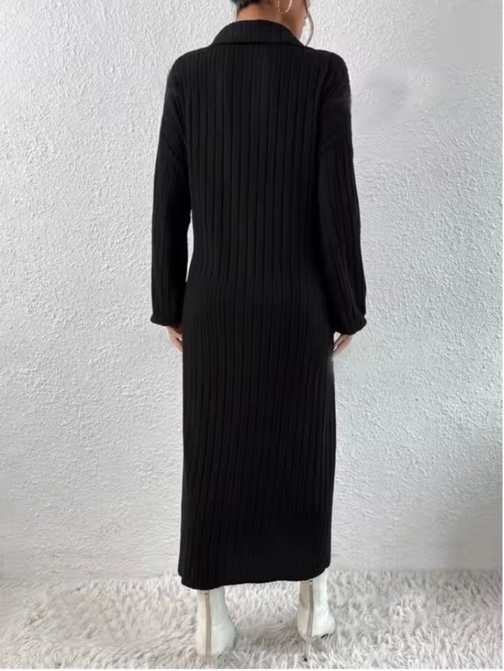 Jaze - Shirt Collar Sheath Maxi Dress