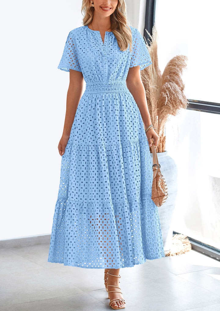 Linette - Eyelet Elegance Summer Dress
