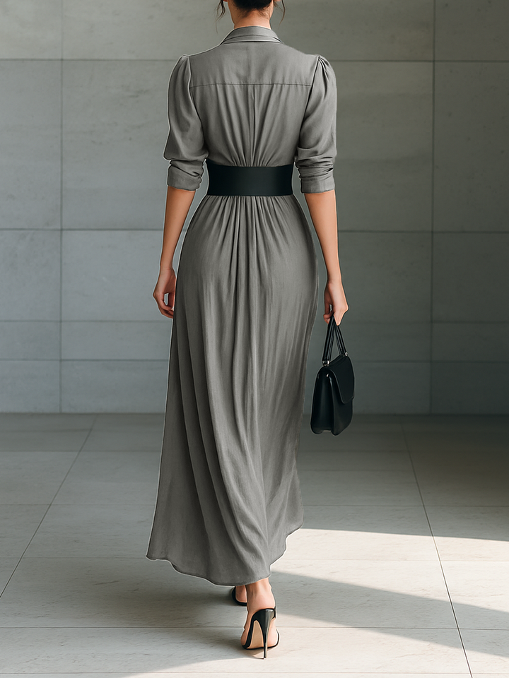 Zahara - Pleated long dress with a belt