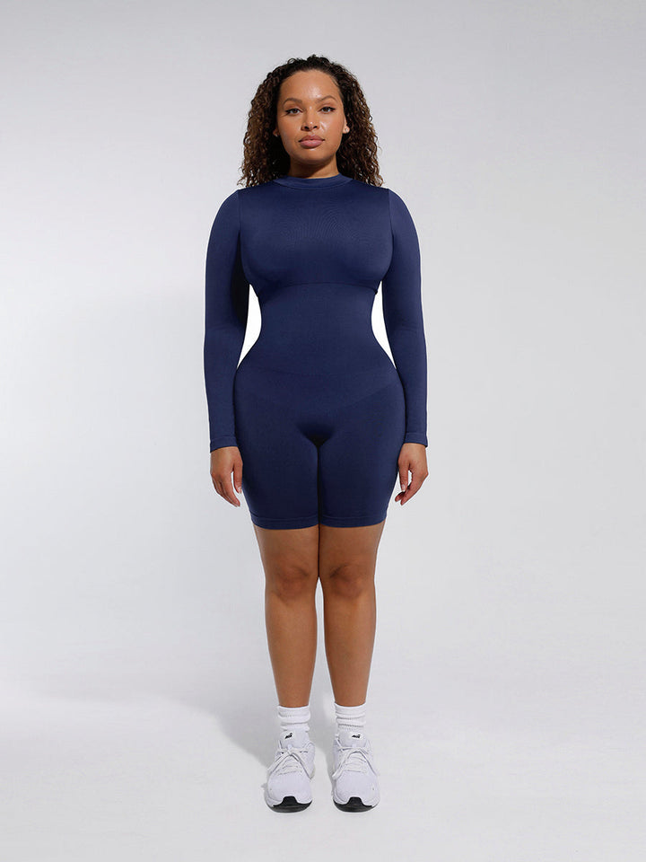 Long Sleeve Crew Neck Shapewear Jumpsuit