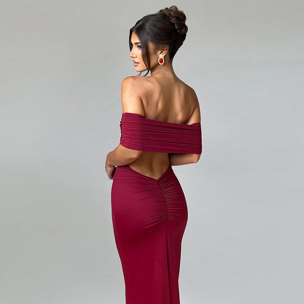 Tanirae™ | Off-the-shoulder pleated maxi dress