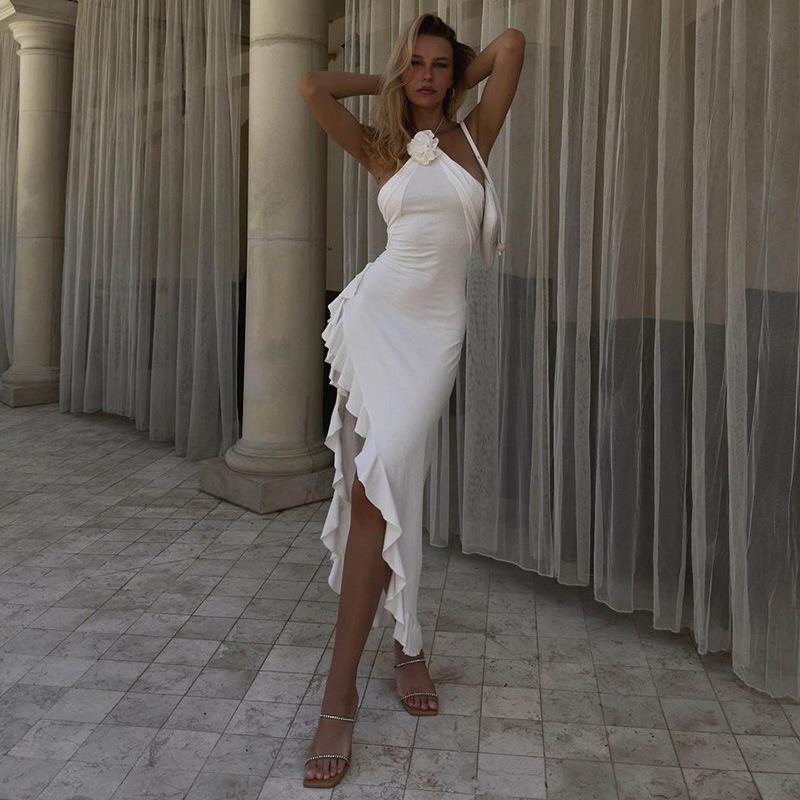 Juliana | Abito sottile con spacco a fiori