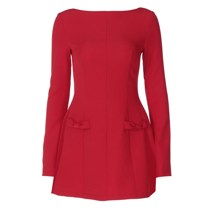 Roswina™ | Solid pleated long-sleeved mini dress
