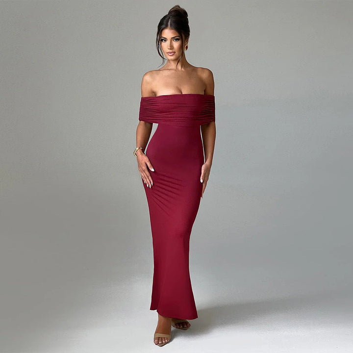 Tanirae™ | Off-the-shoulder pleated maxi dress