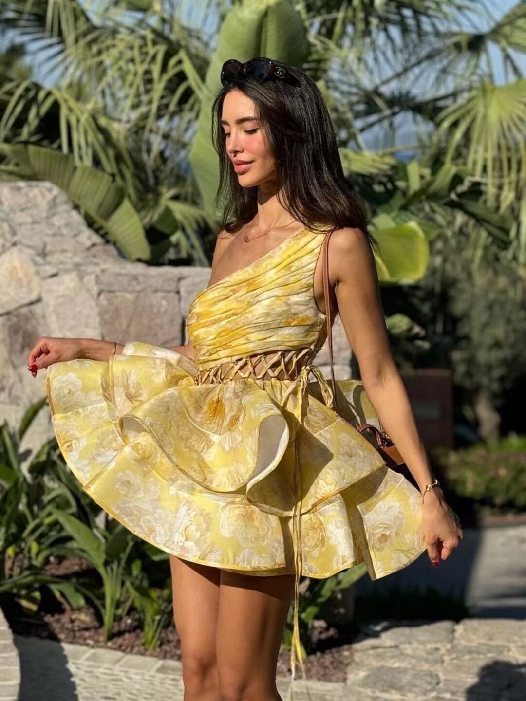 Daphne - Floral One Shoulder Mini Dress