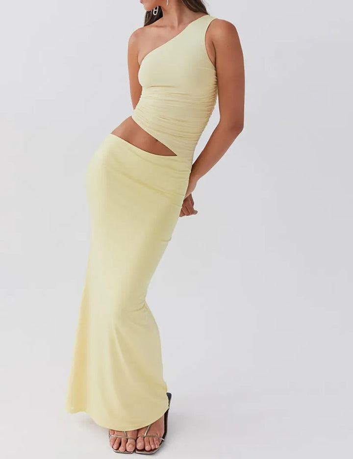 Neomie - Cream Fishtail Maxi Skirt