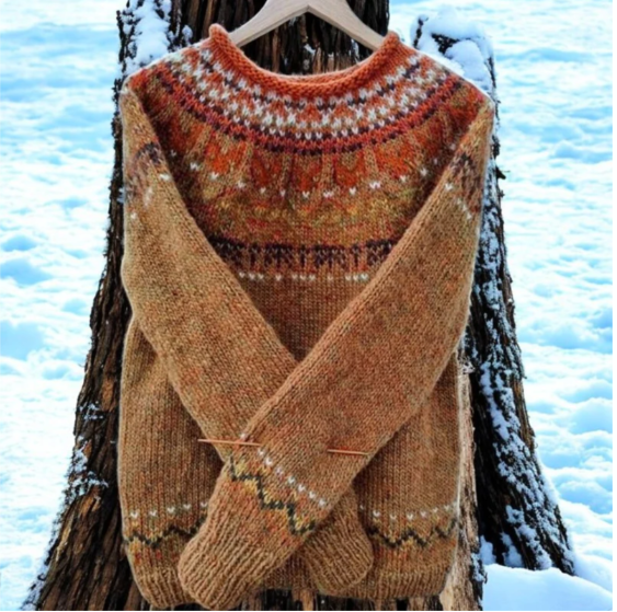 Ivana - Vintage Jacquard Crew Neck Sweater