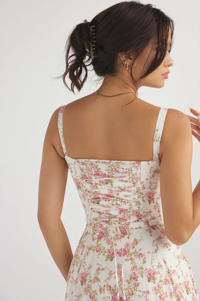 AURORA - LACE-UP CORSET MIDI DRESS