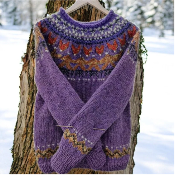 Ivana - Vintage Jacquard Crew Neck Sweater
