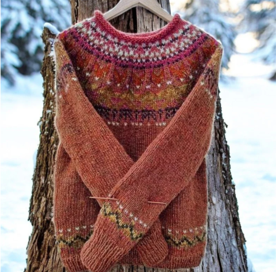 Ivana - Vintage Jacquard Crew Neck Sweater
