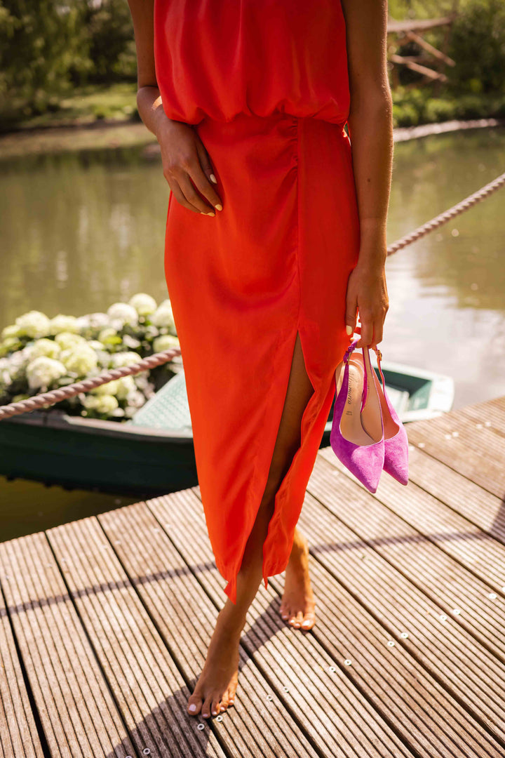 Alicia - Vestito midi con spacco alla caviglia