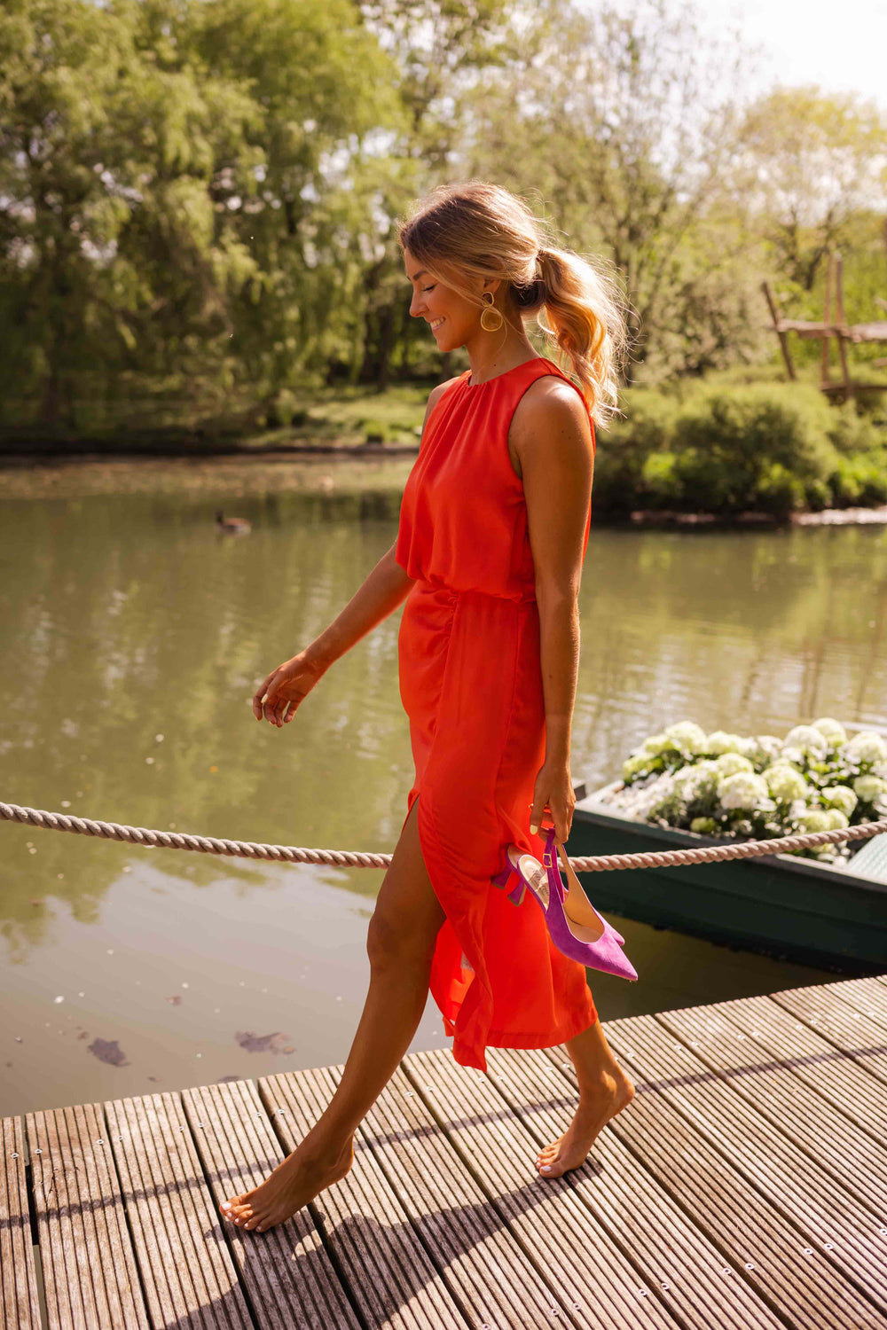 Alicia - Vestito midi con spacco alla caviglia