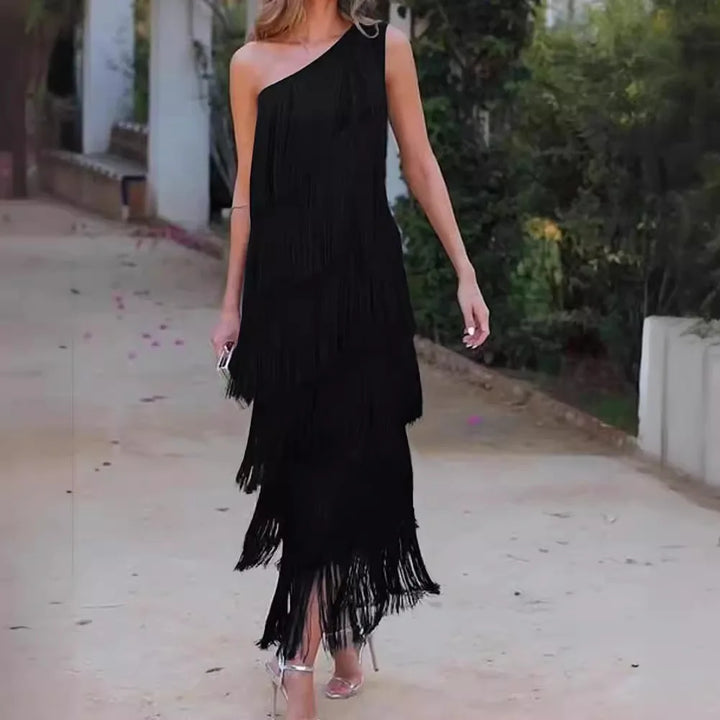 Paulina - Striking Fringe Maxi Gown