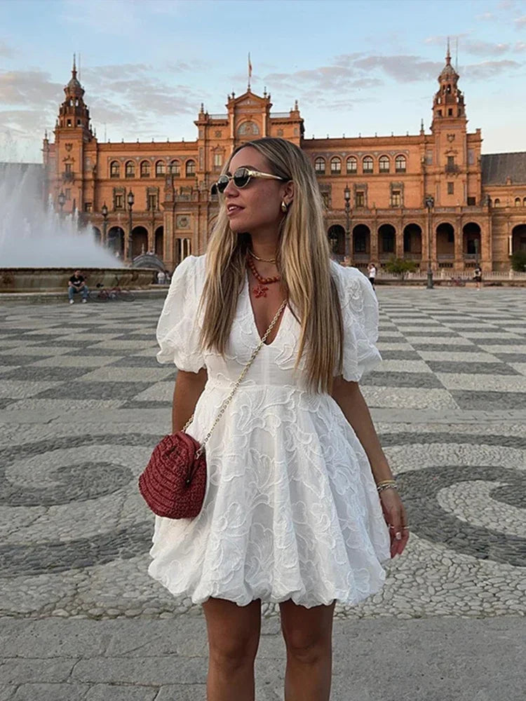 Raphaela™ | Embroidered puff dress