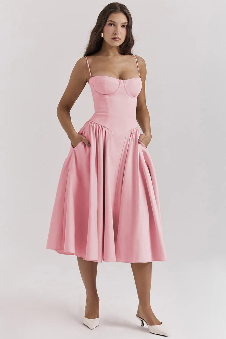 Nina - Sleeveless Corset Midi Dress