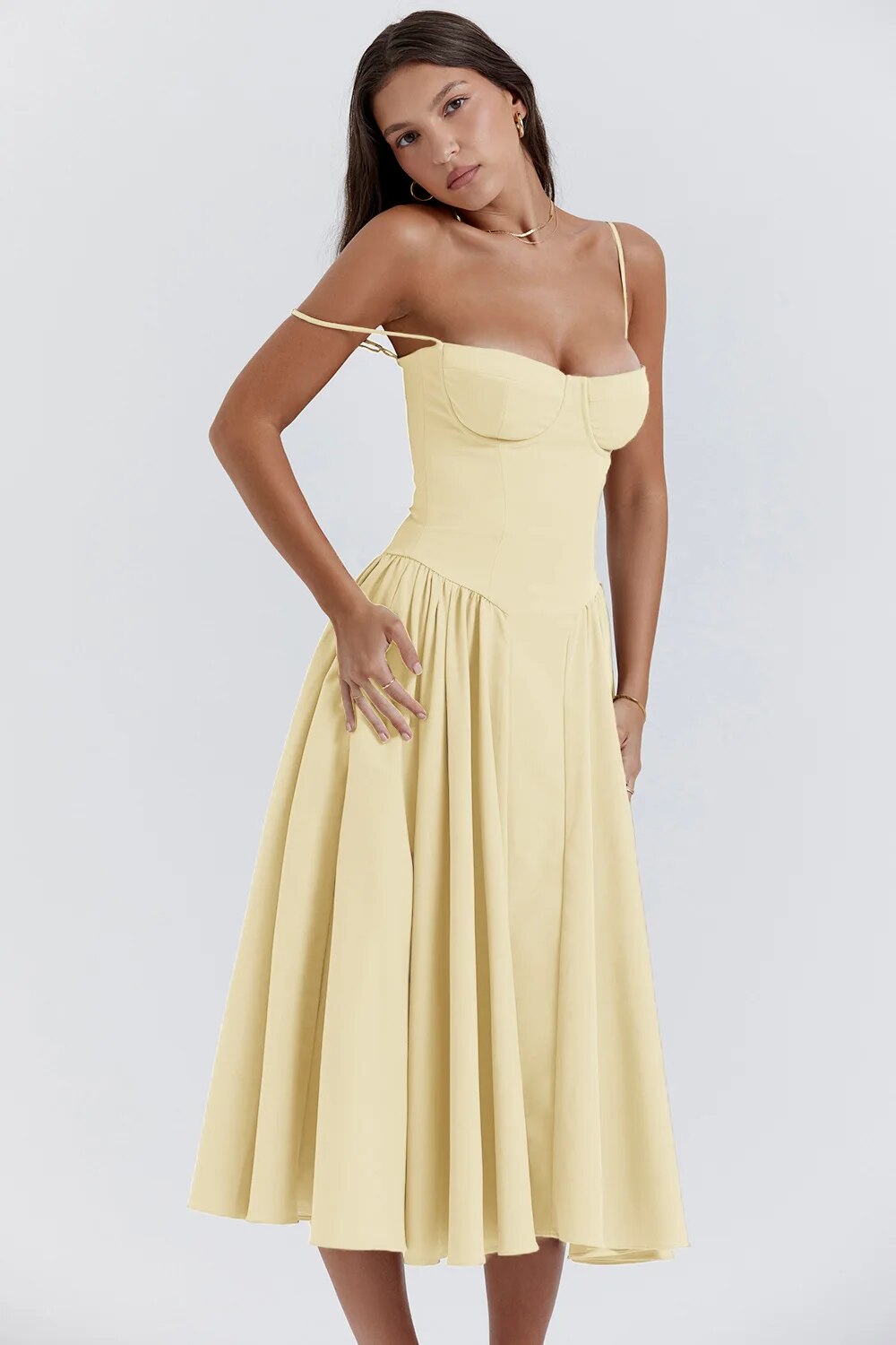 Nina - Sleeveless Corset Midi Dress