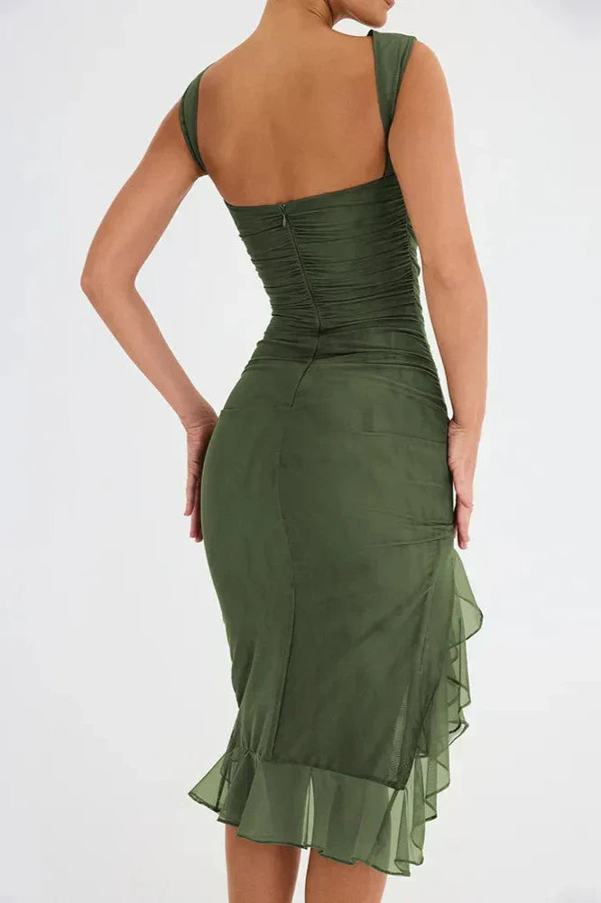 Lorienne ™ | Boat-neck ruffle sheath dress