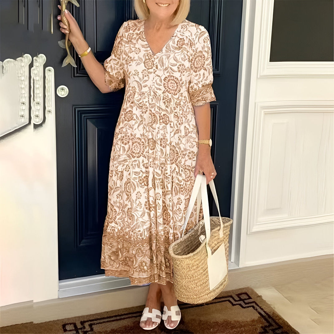 Rosetta - V-Neck Bohemian Maxi Dress