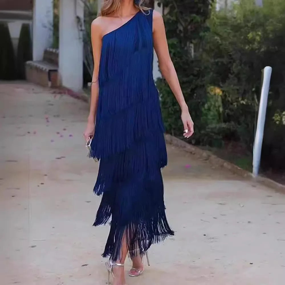 Paulina - Striking Fringe Maxi Gown