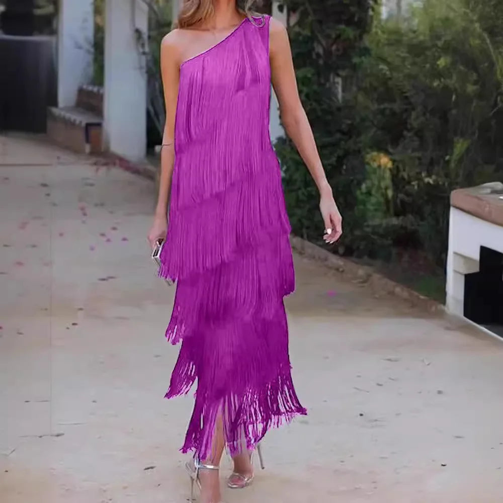 Paulina - Striking Fringe Maxi Gown