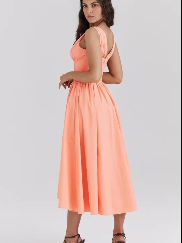 Ariana - V Neck Corset Flare Midi Dress