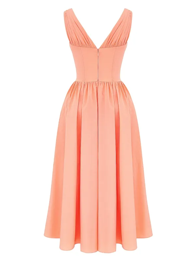Ariana - V Neck Corset Flare Midi Dress