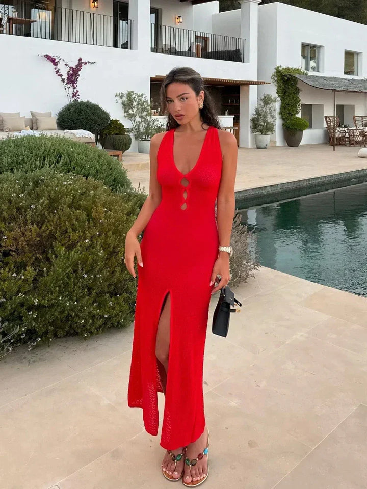 Isabelle  - Light Fine Knit Sleeveless Maxi Dress