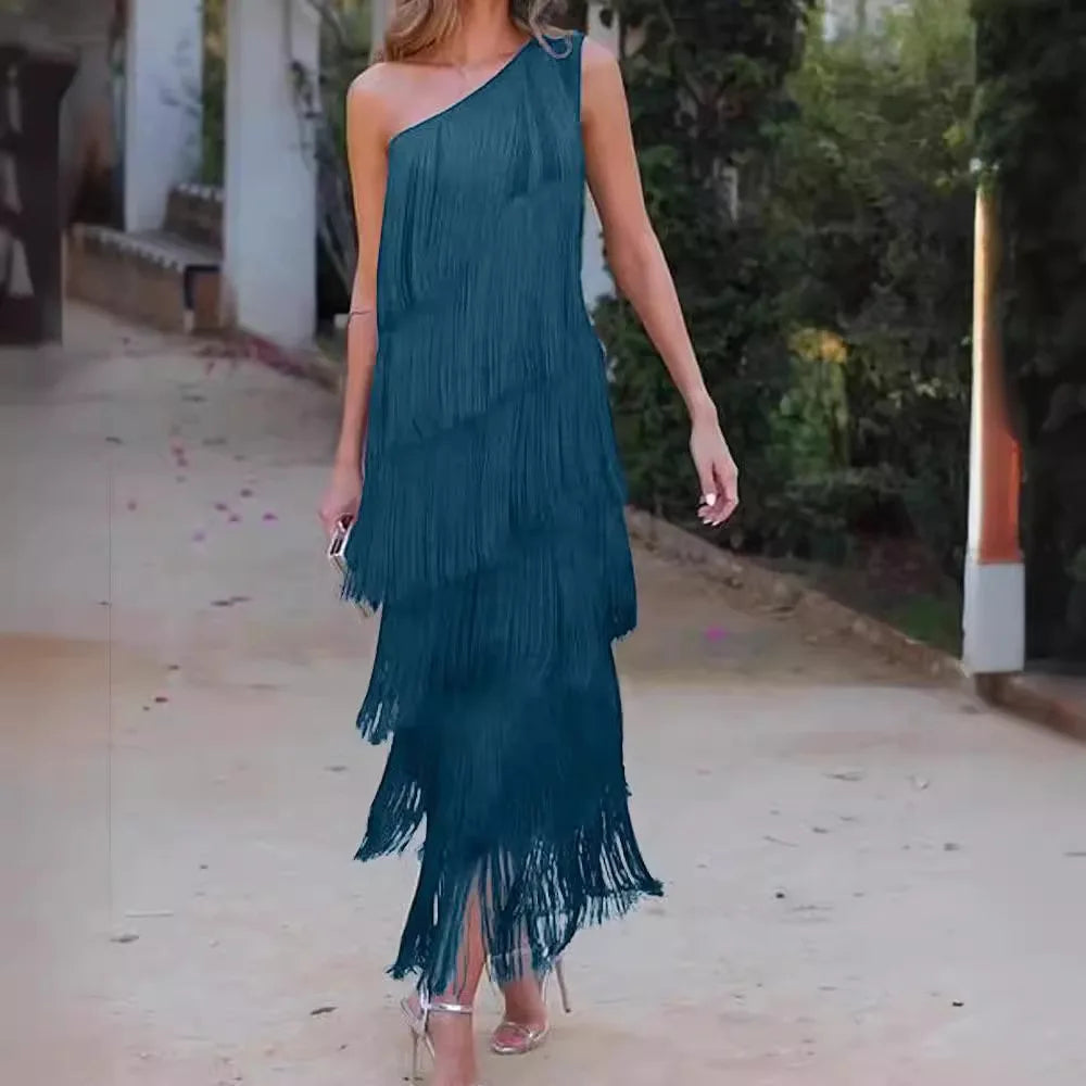 Paulina - Striking Fringe Maxi Gown