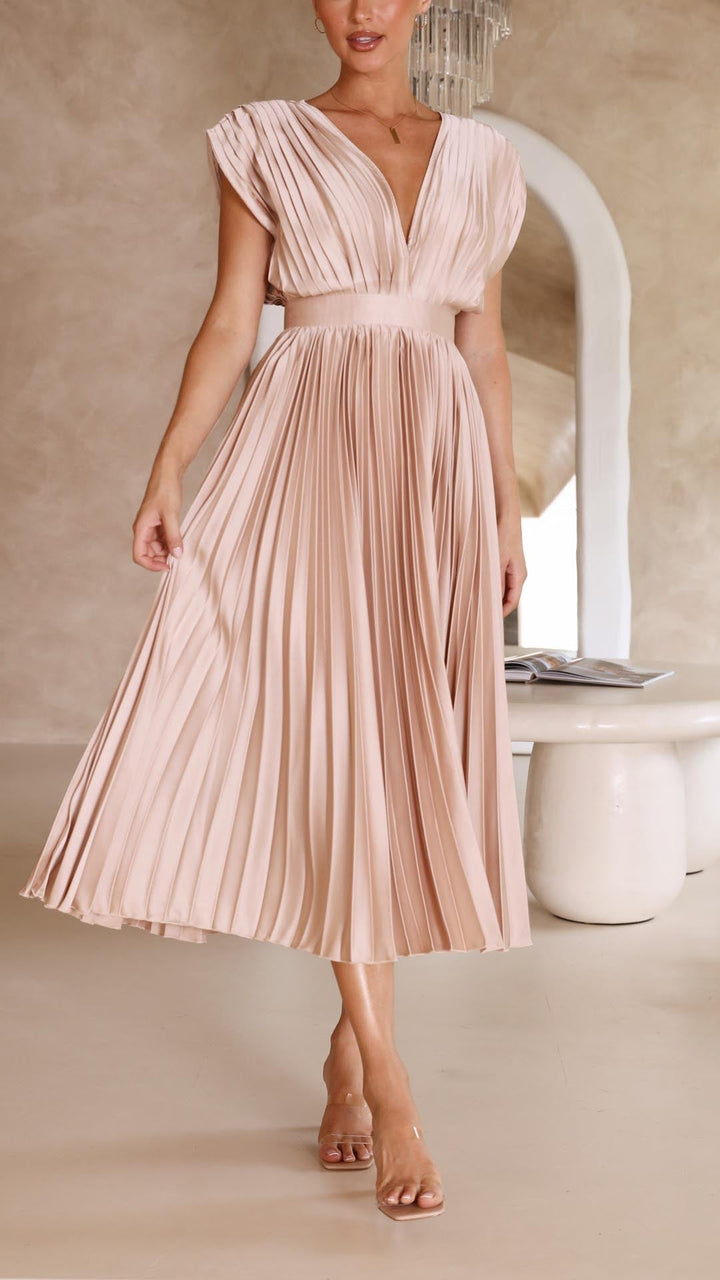 Maria - Elegant Pleated Midi Dress