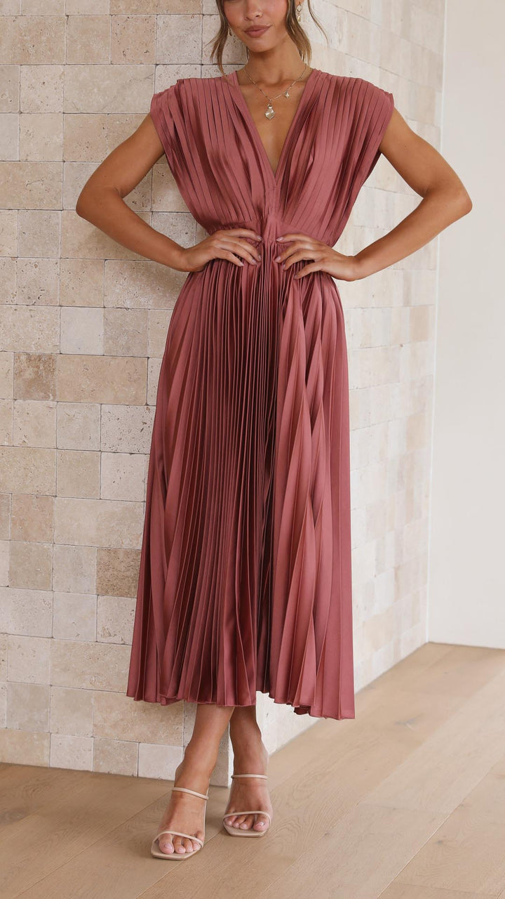 Maria - Elegant Pleated Midi Dress