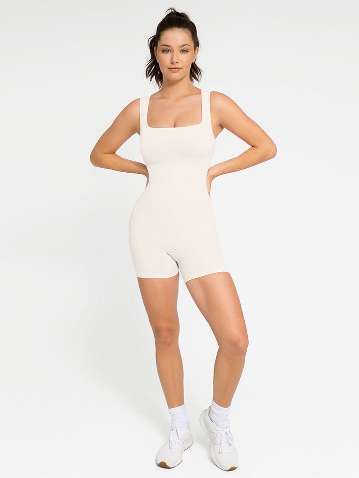 Romper a collo quadrato Shapewear senza cuciture
