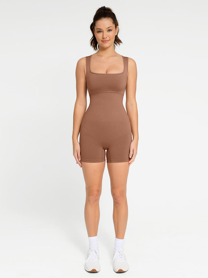 Romper a collo quadrato Shapewear senza cuciture