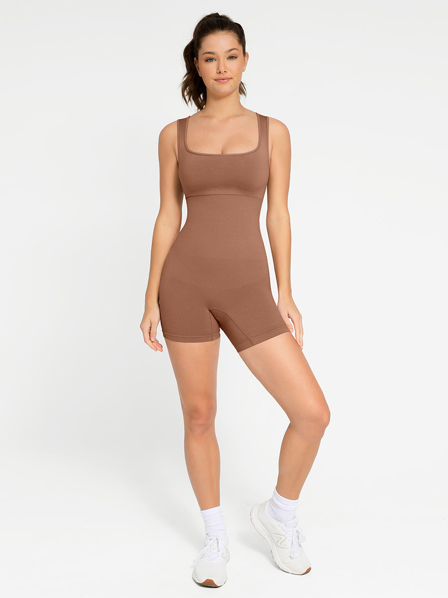 Romper a collo quadrato Shapewear senza cuciture
