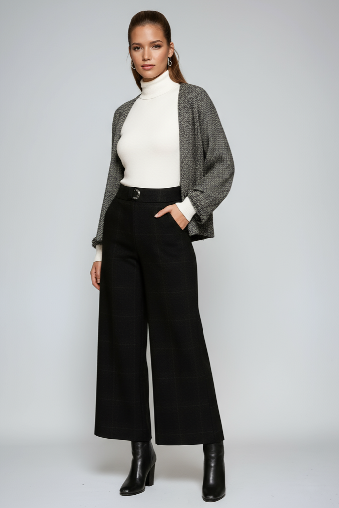 Amara | High-Waisted Checked Trousers
