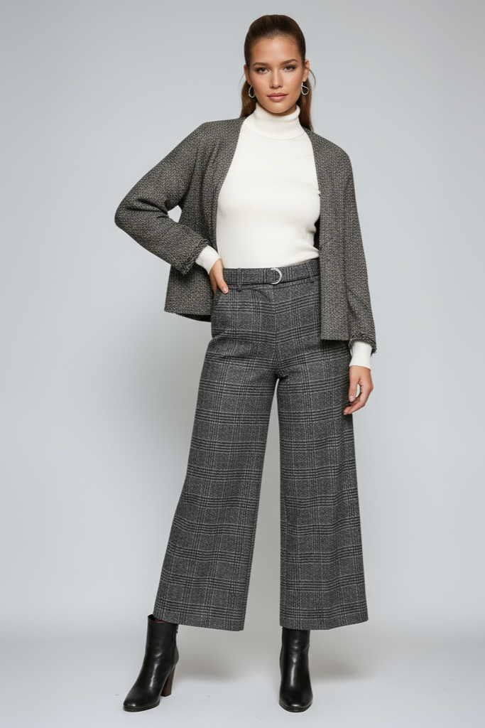 Amara | High-Waisted Checked Trousers
