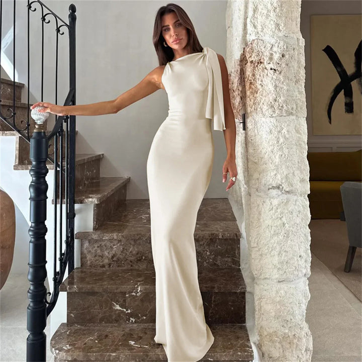 Cristina - Long Dress with Tie on the Shoulder