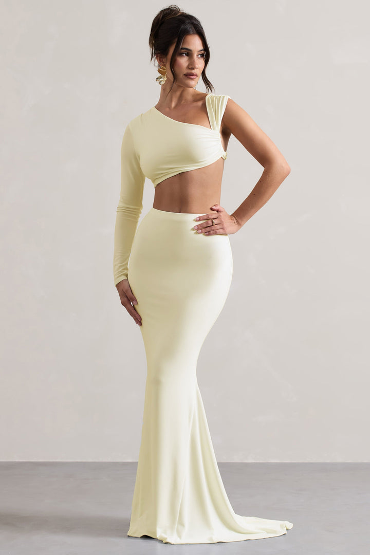 Neomie™ | Cream Fishtail Maxi Skirt