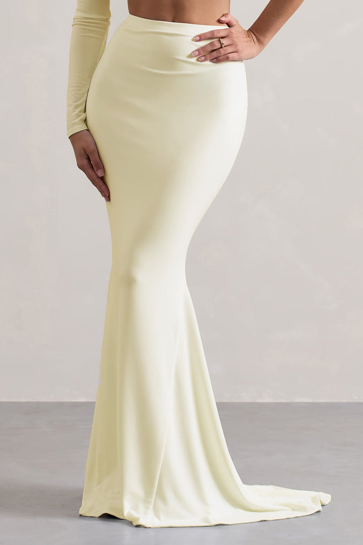Neomie™ | Cream Fishtail Maxi Skirt