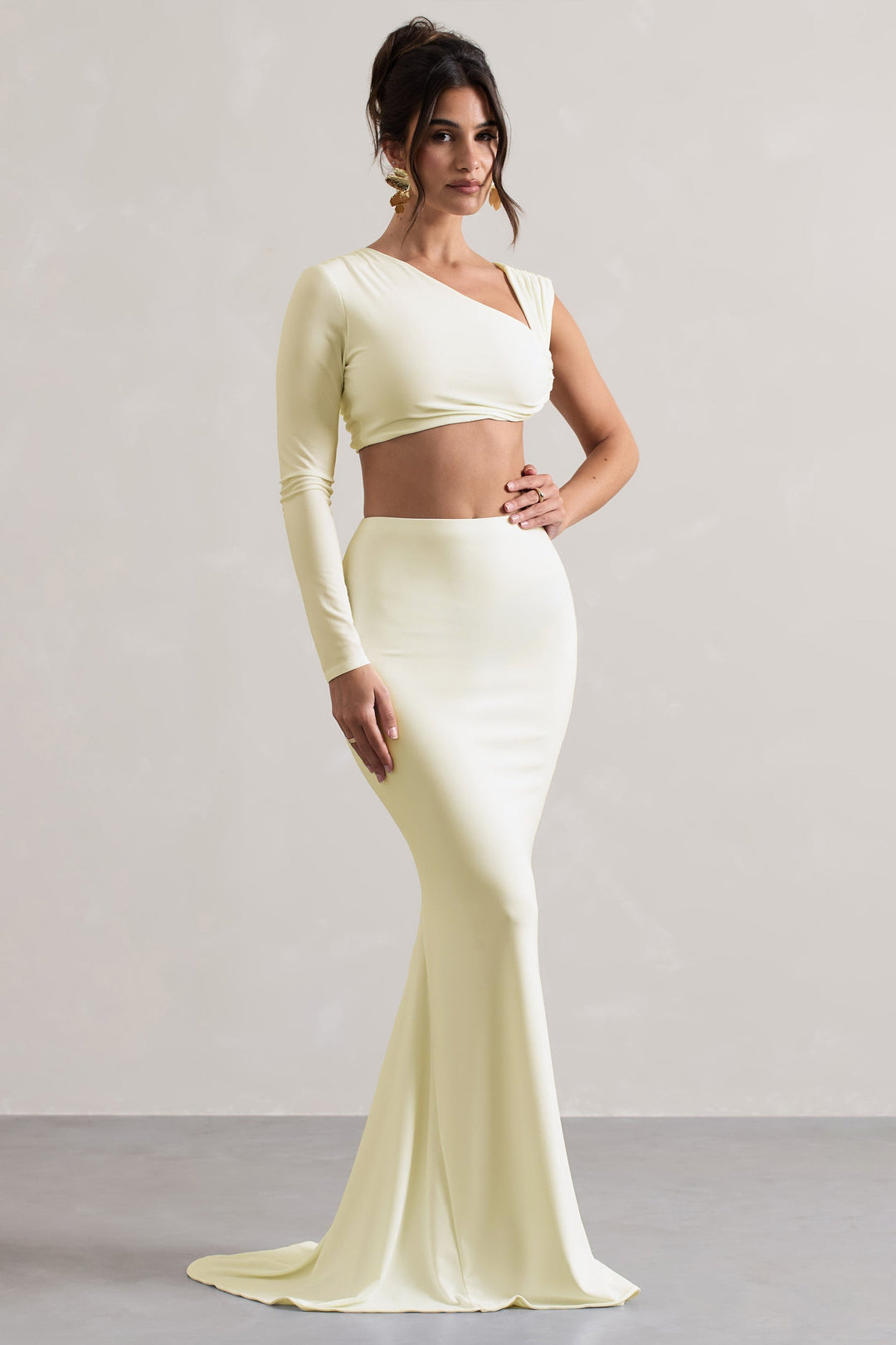 Neomie™ | Cream Fishtail Maxi Skirt