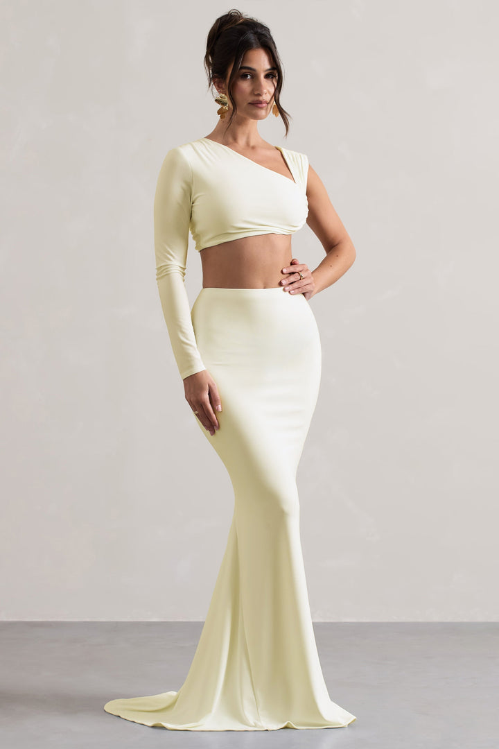 Neomie™ | Cream Fishtail Maxi Skirt
