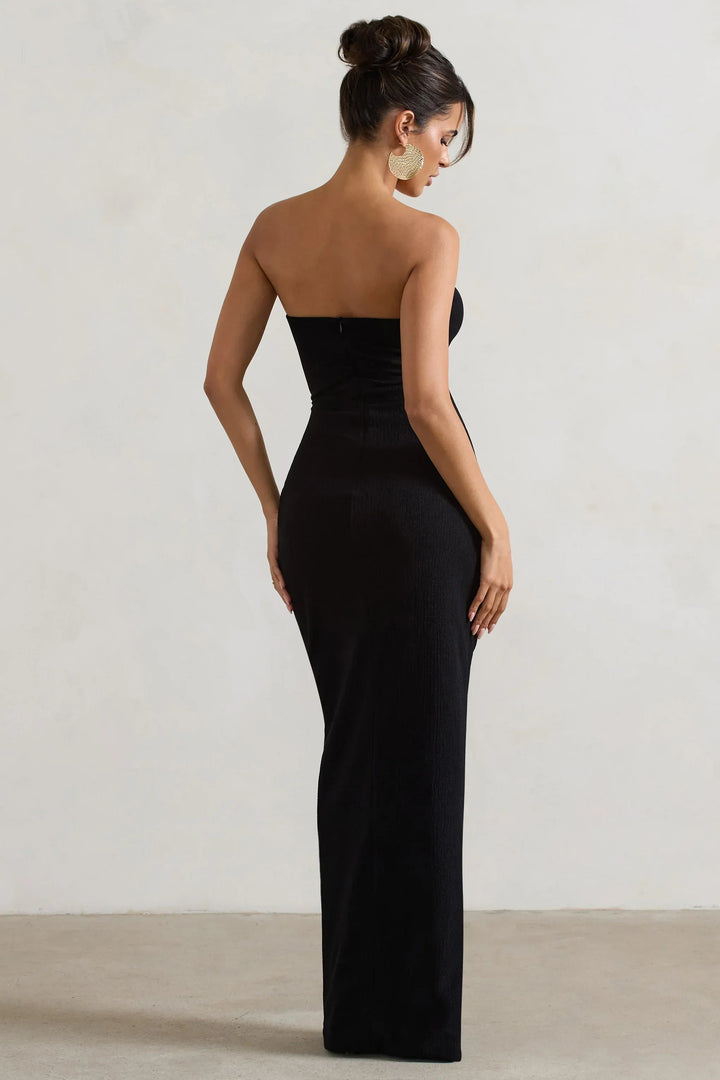 Cancun™ | Maxi abito senza spalline color ecru con ritagli e pinces