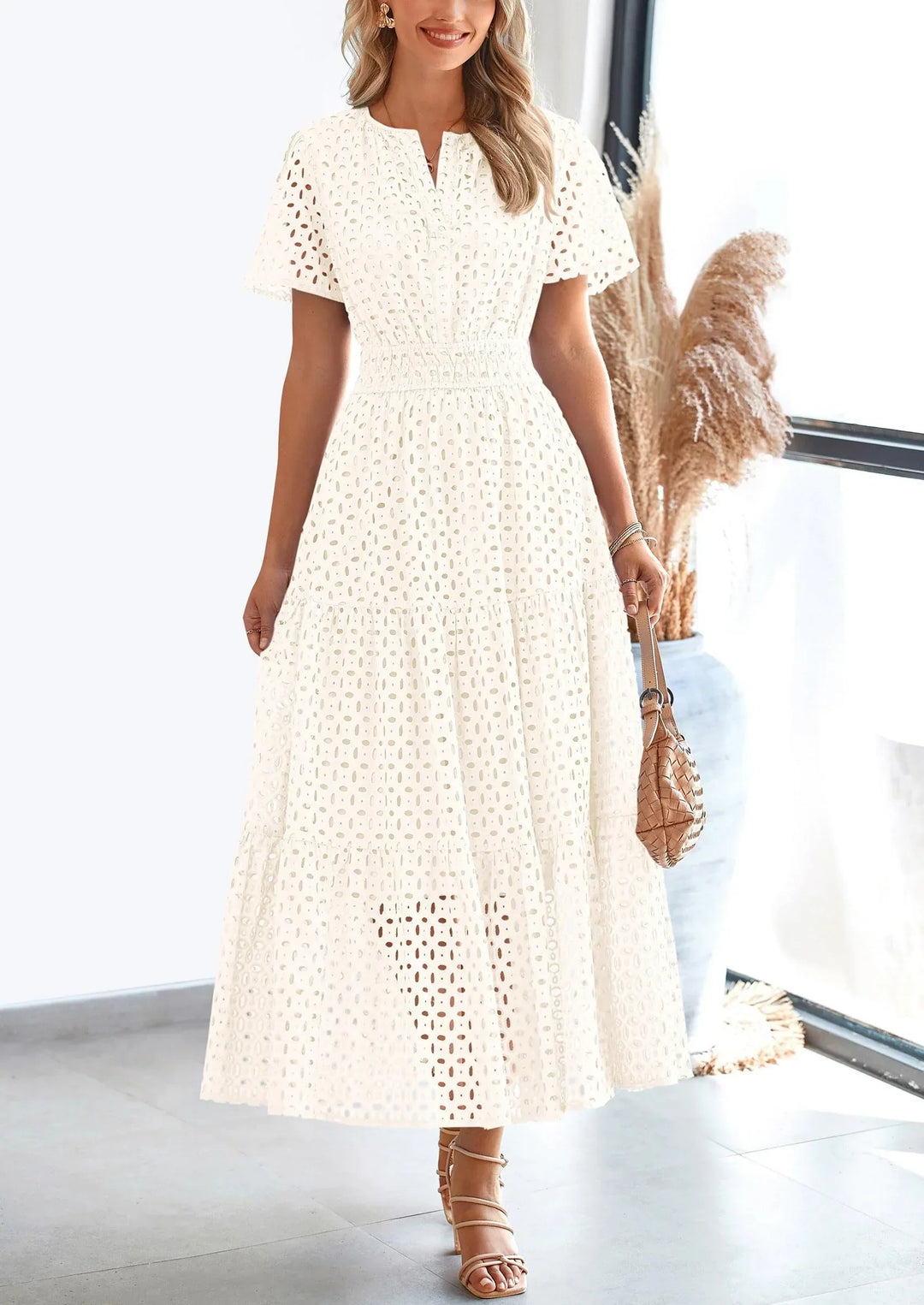 Linette - Eyelet Elegance Summer Dress