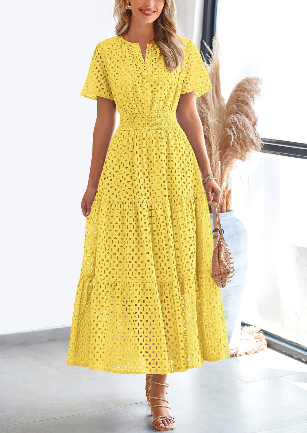 Linette - Eyelet Elegance Summer Dress
